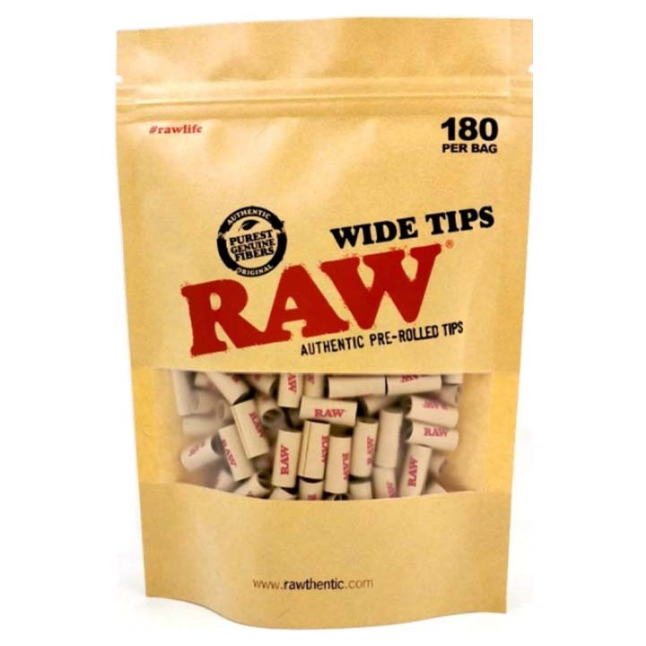 Raw Pre-rolled Wide Tips 180 Per Bag