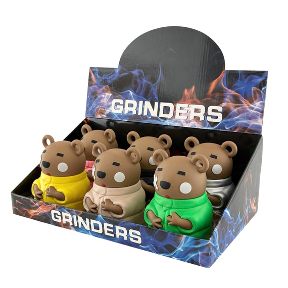 Street-Style Bear Herb Grinders – Assorted Colors