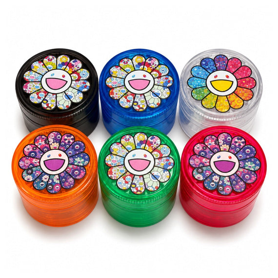 63mm Rainbow Flower 4-Part Plastic Grinder – 12 PCS Display