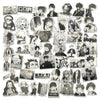 50-Piece Black & White Anime Sticker Pack – Series 02