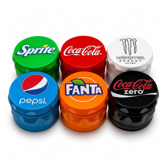 58mm x 45mm Beverage 4-Part Plastic Herb Grinder – 12PCS Display