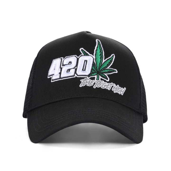 5 Panel Hat 420 Leaf Black