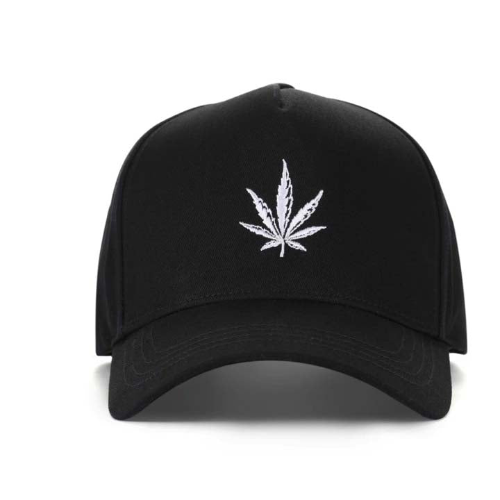 5 Panel Hat Leaf Black-2