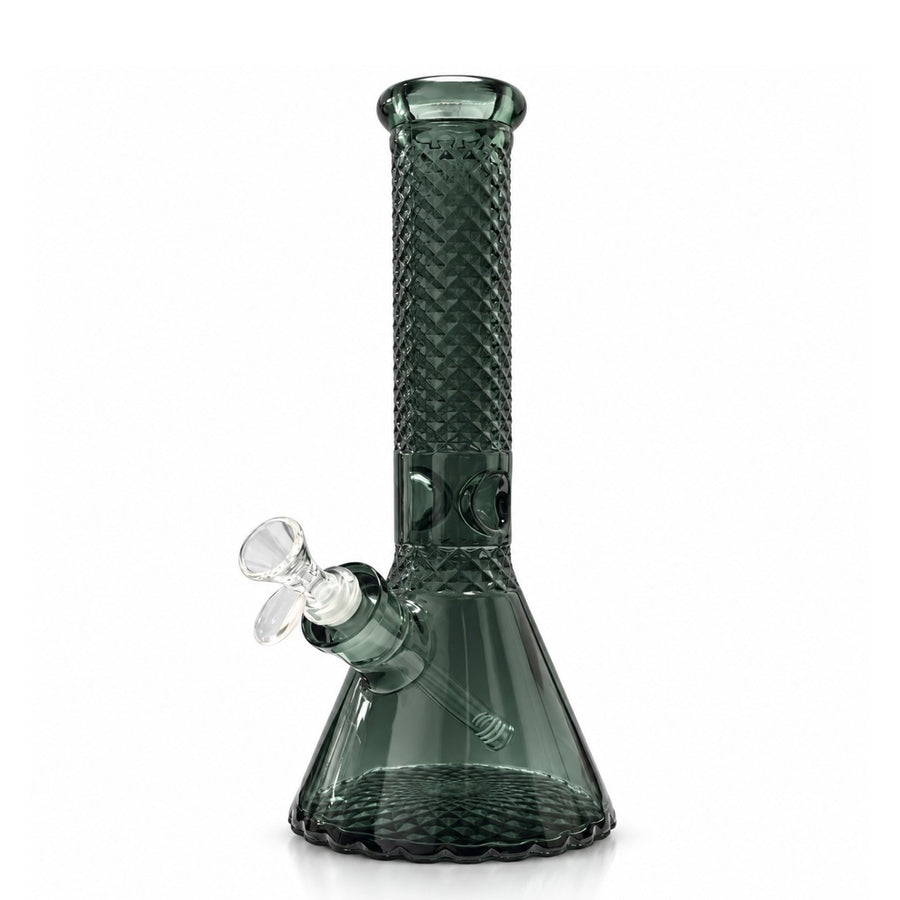 12.5" Diamond Cut Textured Beaker Bong – 7mm Glass