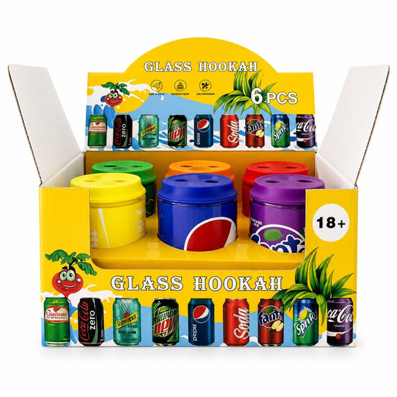 Soda Can  Glass Bong Assorted Design-6 Pcs/Display