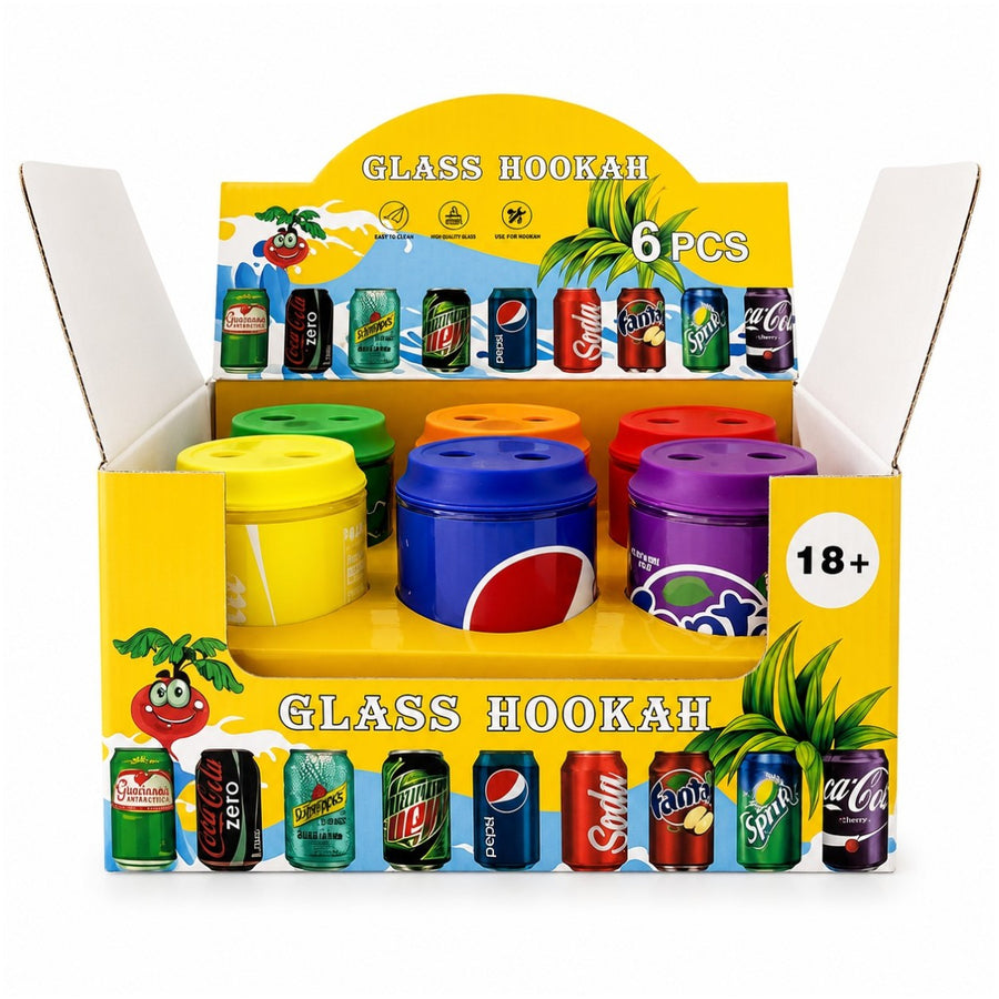 Soda Can  Glass Bong Assorted Design-6 Pcs/Display