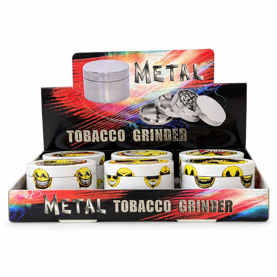 63mm Wicked Smiley 4-Part Metal Herb Grinder – 6PCS Display