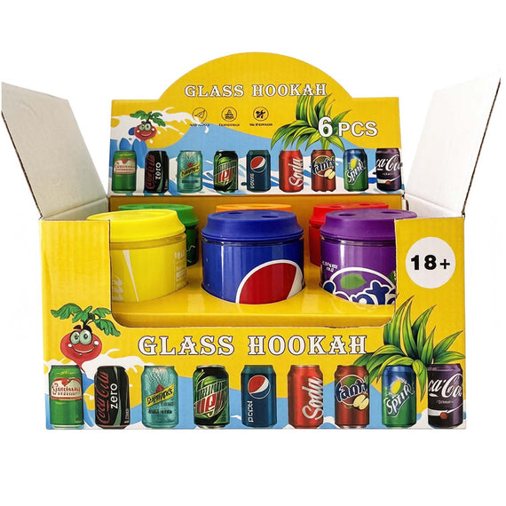 Soda Can  Glass Bong Assorted Design-6 Pcs/Display