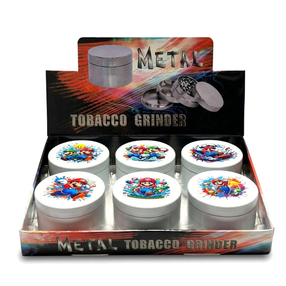 63mm x 42mm Retro Gaming 4-Part Metal Herb Grinder – 6PCS Display