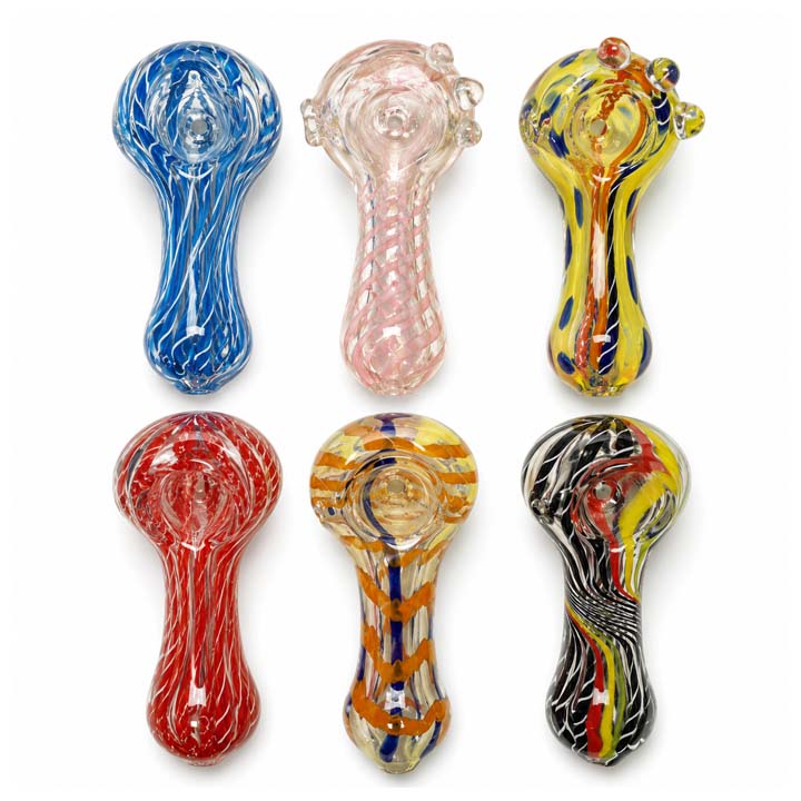 3.75" Assorted Swirl Glass Hand Pipe