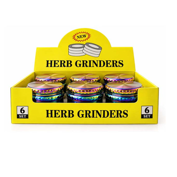 60mm 4-Piece Rainbow Window Zinc Alloy Grinder – 6-Piece Display