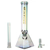 Fortune | Electroplated 14" 7mm Pyramid Base Glass Beaker Bong - 4 Assorted Colours