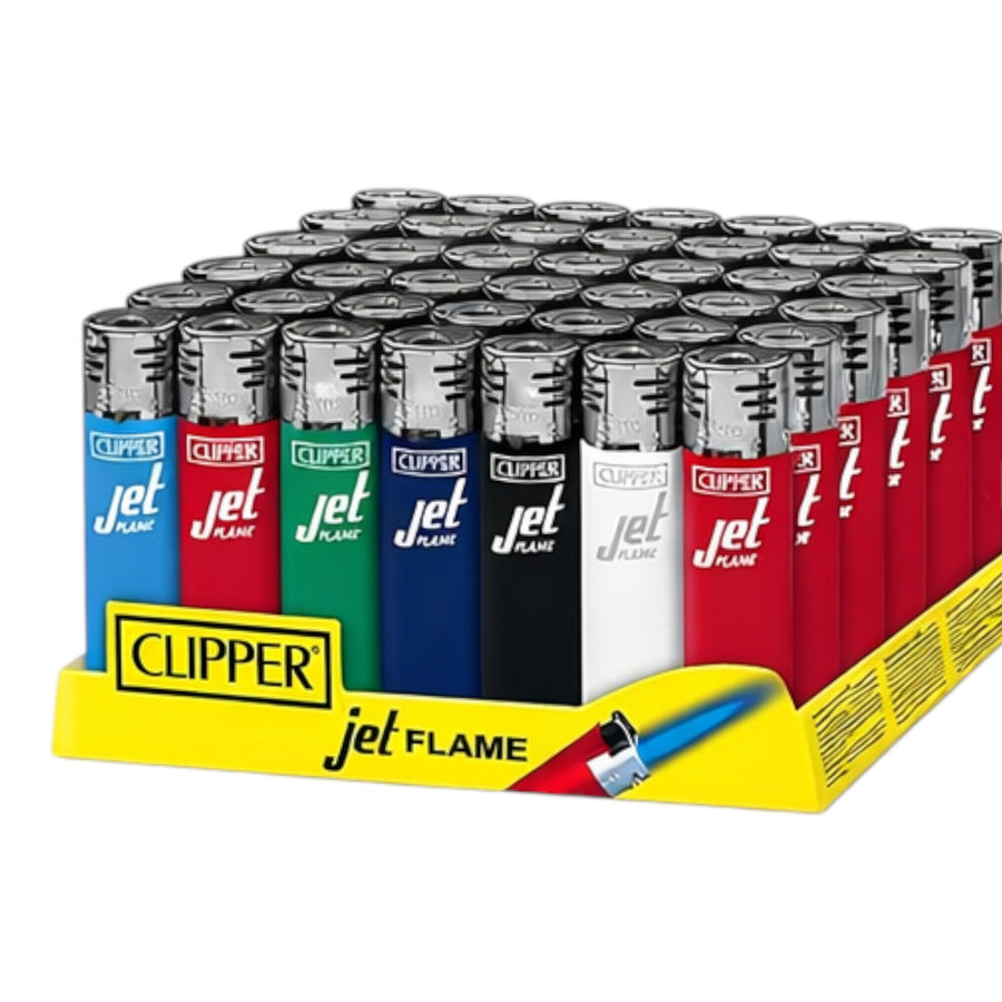 Clipper Jet Flame Reusable Lighters – 48 Pack (Solid Colors)