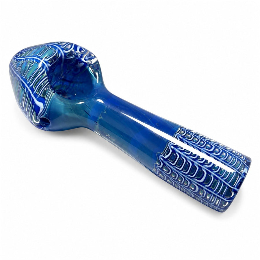 5" Blue Webwork Glass Hand Pipe