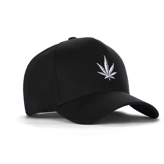 5 Panel Hat Leaf Black-2