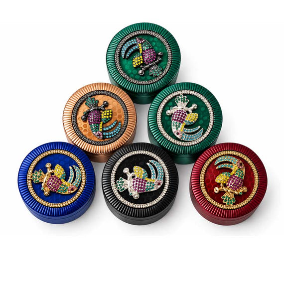62mm 4-Piece Jeweled Turtle Metal Grinder – 6-Piece Display
