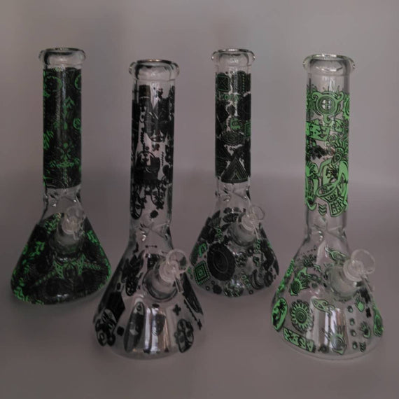 14" Glow in the dark 5mm Beaker Glass Bong