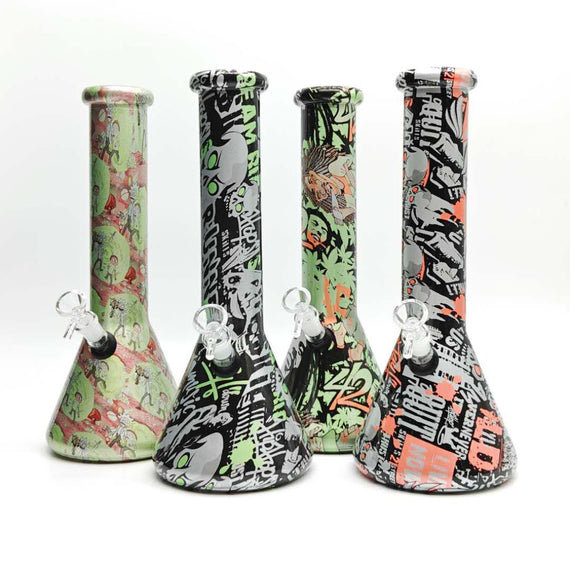 13" 7mm Hydrographic Glass Bong-Assorted Designs