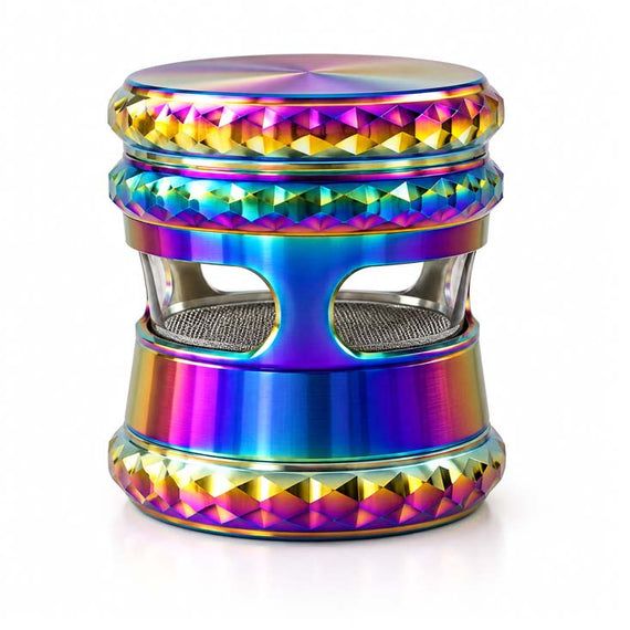 60mm 4-Piece Rainbow Window Zinc Alloy Grinder – 6-Piece Display