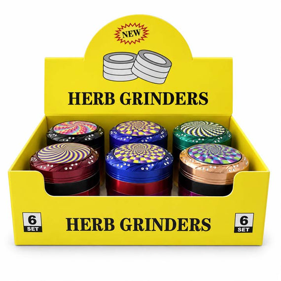 63mm 4-Piece Optical Illusion Metal Grinder – 6-Piece Display