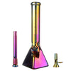 Fortune | Electroplated 14" 7mm Pyramid Base Glass Beaker Bong - 4 Assorted Colours