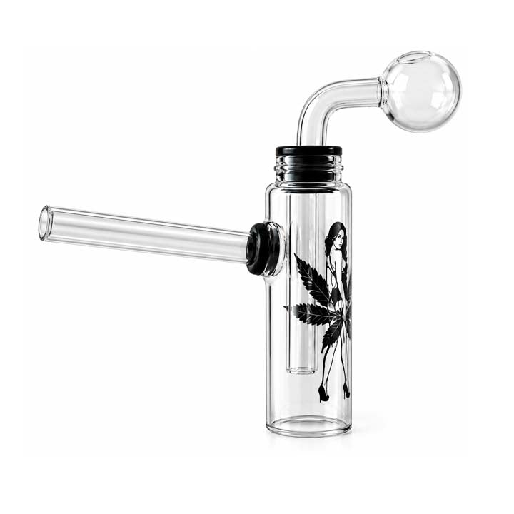 5" Glass Oil Burner Water Pipe with Cannabis Leaf Design – 22-Piece Jar