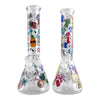 14" Glass Beaker Bong – 7mm Thick with Sticker Art Designs
