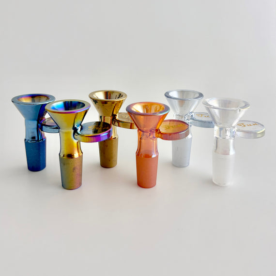Electroplated 14mm Joint Glass Bowl With Gold Logo