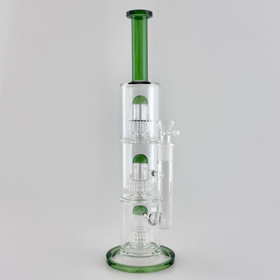 17" Triple Dome Percolator Water Pipe with 14mm Handle Bowl Piece