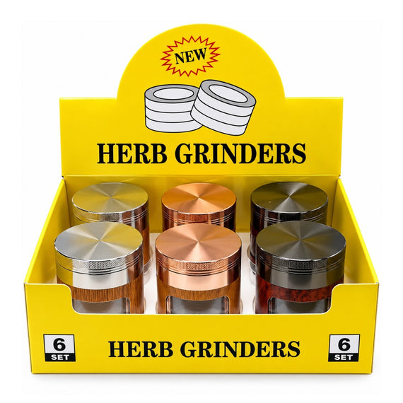 55mm 4-Piece Wood-Grain Wrap Metal Grinder