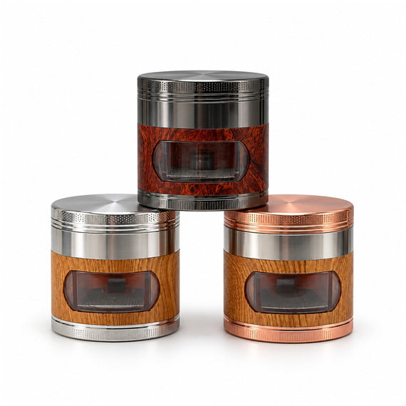 55mm 4-Piece Wood-Grain Wrap Metal Grinder