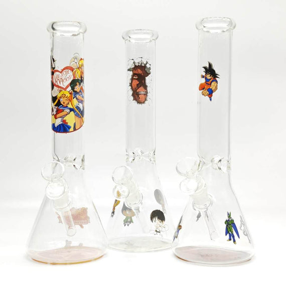 12"  44mm Tube 4mm Cartoon Design Beaker Bong