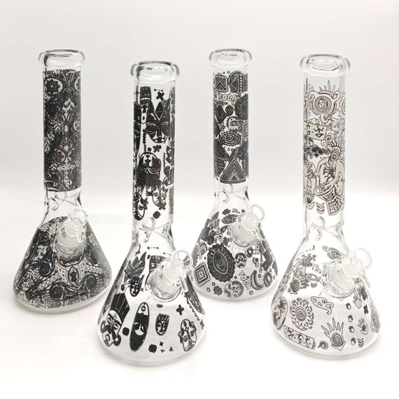 14" Glow in the dark 5mm Beaker Glass Bong