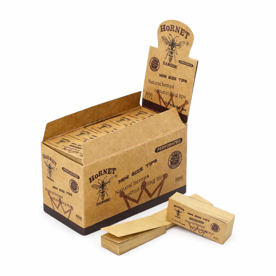 Hornet Mini Natural Hemp Rolling Tips – Brown (50-Booklet)