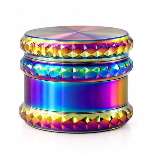 59mm 4-Piece Rainbow Diamond-Cut Zinc Alloy Grinder – 6-Piece Display