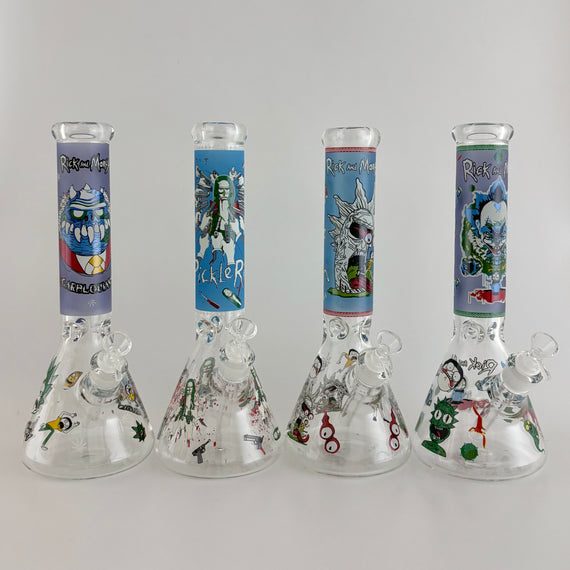 14" 7mm Glow in the Dark R&M Beaker Glass Bong