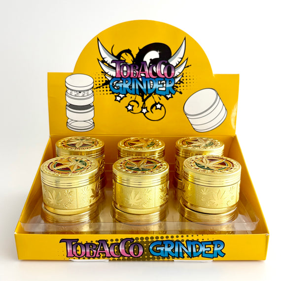 Golden Rasta Leaf Engraving Grinder 52*36mm 4 Parts