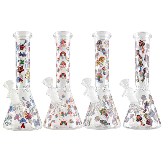 10" Psychedelic Shroomscape Beaker Bong – 4mm Thick Glass