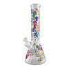 14" Glass Beaker Bong – 7mm Thick with Sticker Art Designs
