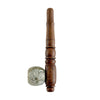 5" Wooden Pipe With Marble Bowl - Classic Long-Style Design