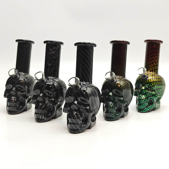 6" Carbon Fiber Skull Beaker Waterpipe 10Pcs/Box