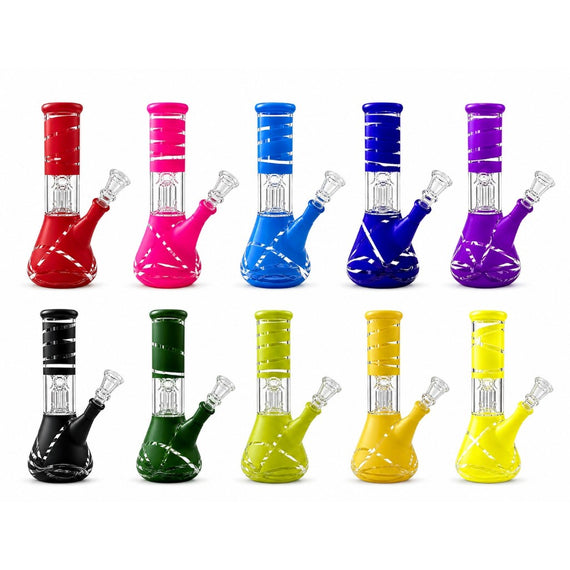 8” Color Spiral Beaker Bong – Built-In Perc