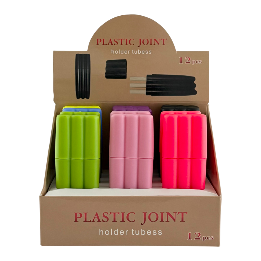 Plastic Joint Storage Tubes – 12 Piece Display (Assorted Colors)