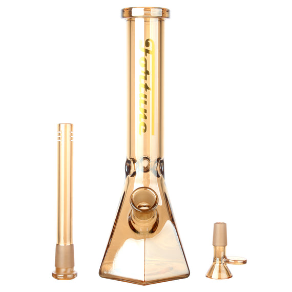 Fortune | Electroplated 10" 5mm Hexagon Glass Beaker Bong - 4 Assorted Colours