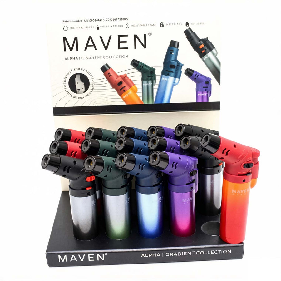 3.5″ Maven Alpha+ Gradient Collection Transparent Torch – 15 Pack Display