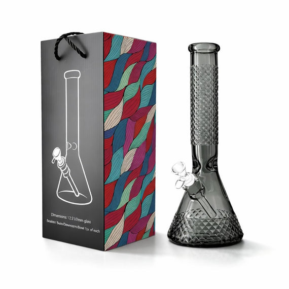 12.5” Diamond Beaker Bong – 7mm Thick Glass w/ Gift Box
