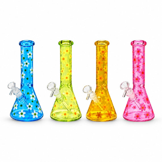 10" Daisy Pattern Colored Glass Beaker
