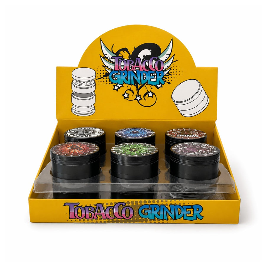 3D Design 4-Part Tobacco Grinder – Display of 12 pcs