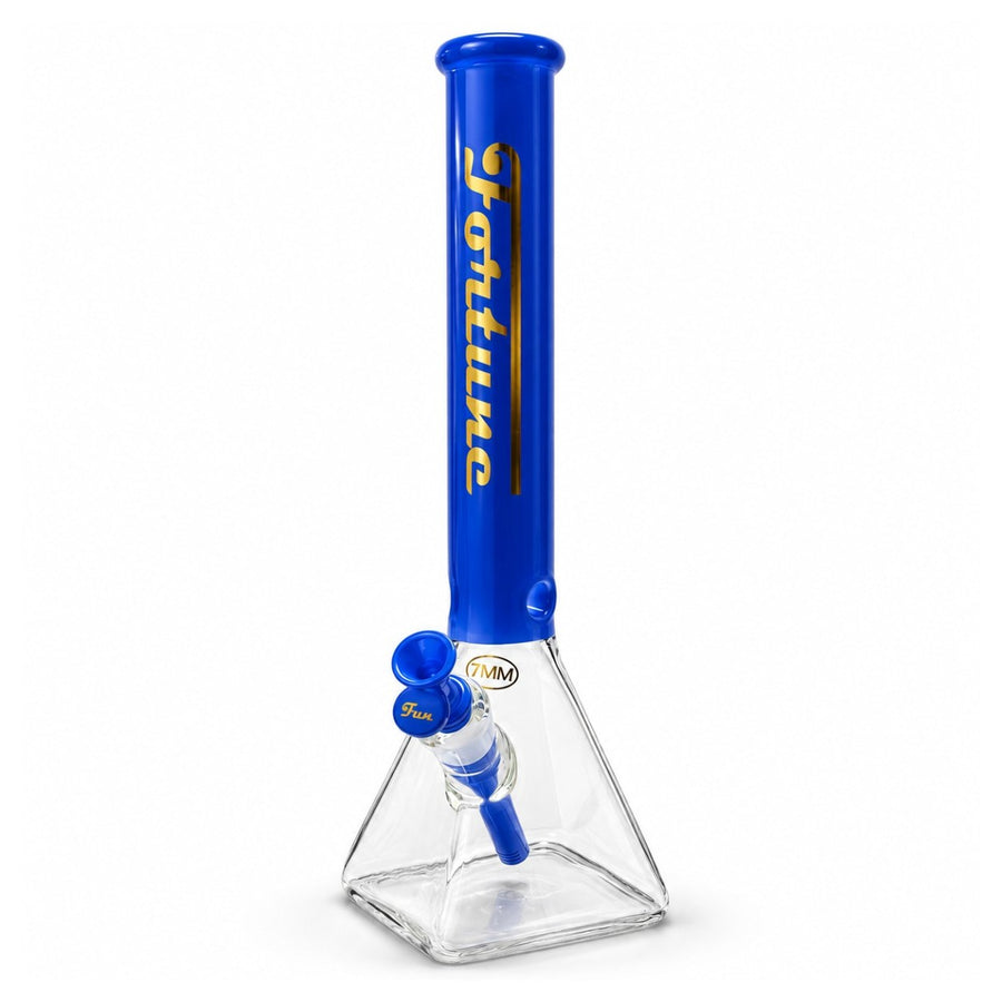 Fortune 18" 7mm Square Base Glass Water Pipe – 50mm Neck