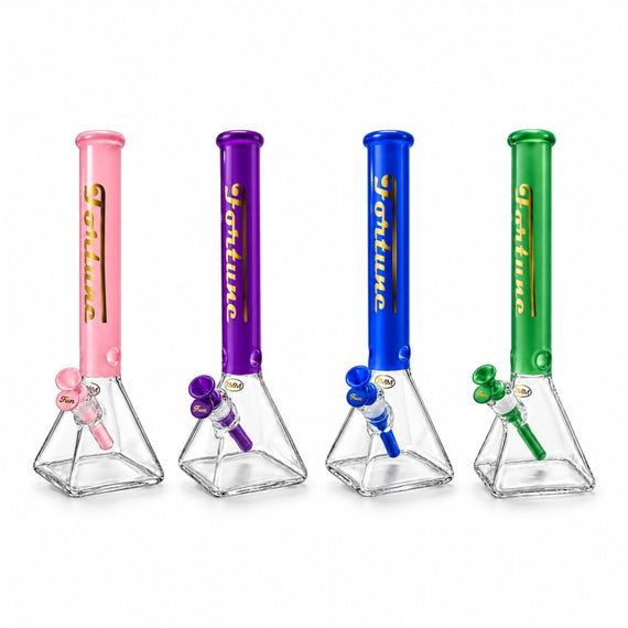 Fortune 18" 7mm Square Base Glass Water Pipe – 50mm Neck